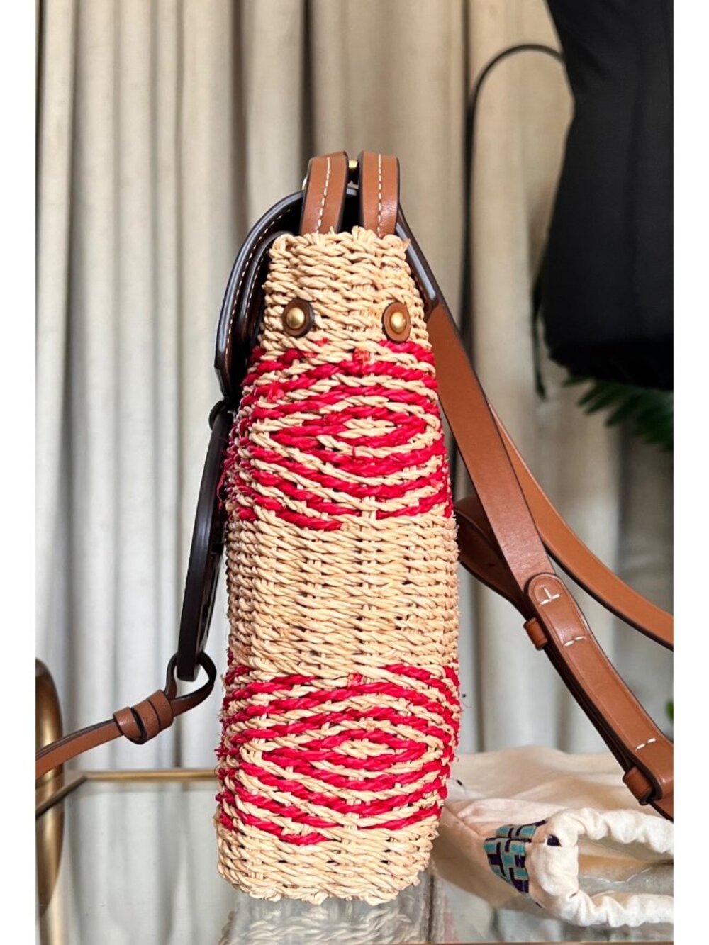 AUTHENTIC TORY BURCH RED STRIPED MILLER SHOULDER BAG/CROSSBODY - Picture 4 of 13